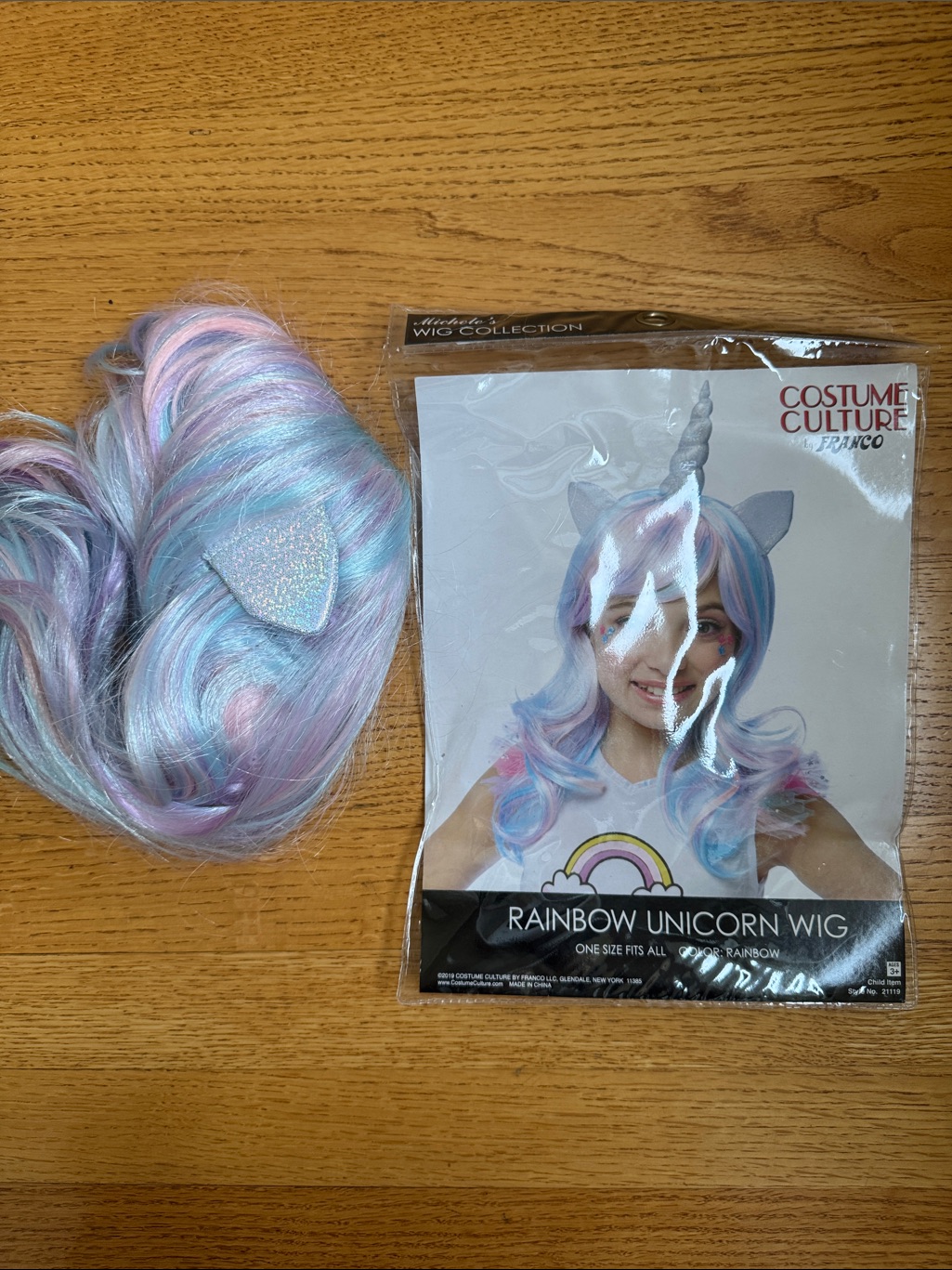 Rainbow Unicorn Wig In Pastel Pink & Blue